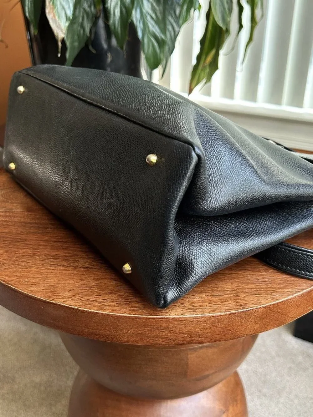 VERSACE Starburst Leather Tote, Black